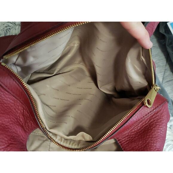 Michael Kors Raven Crimson Red Leather Shoulder Tote Bag Large Tri-Section, COA - Picture 8 of 16